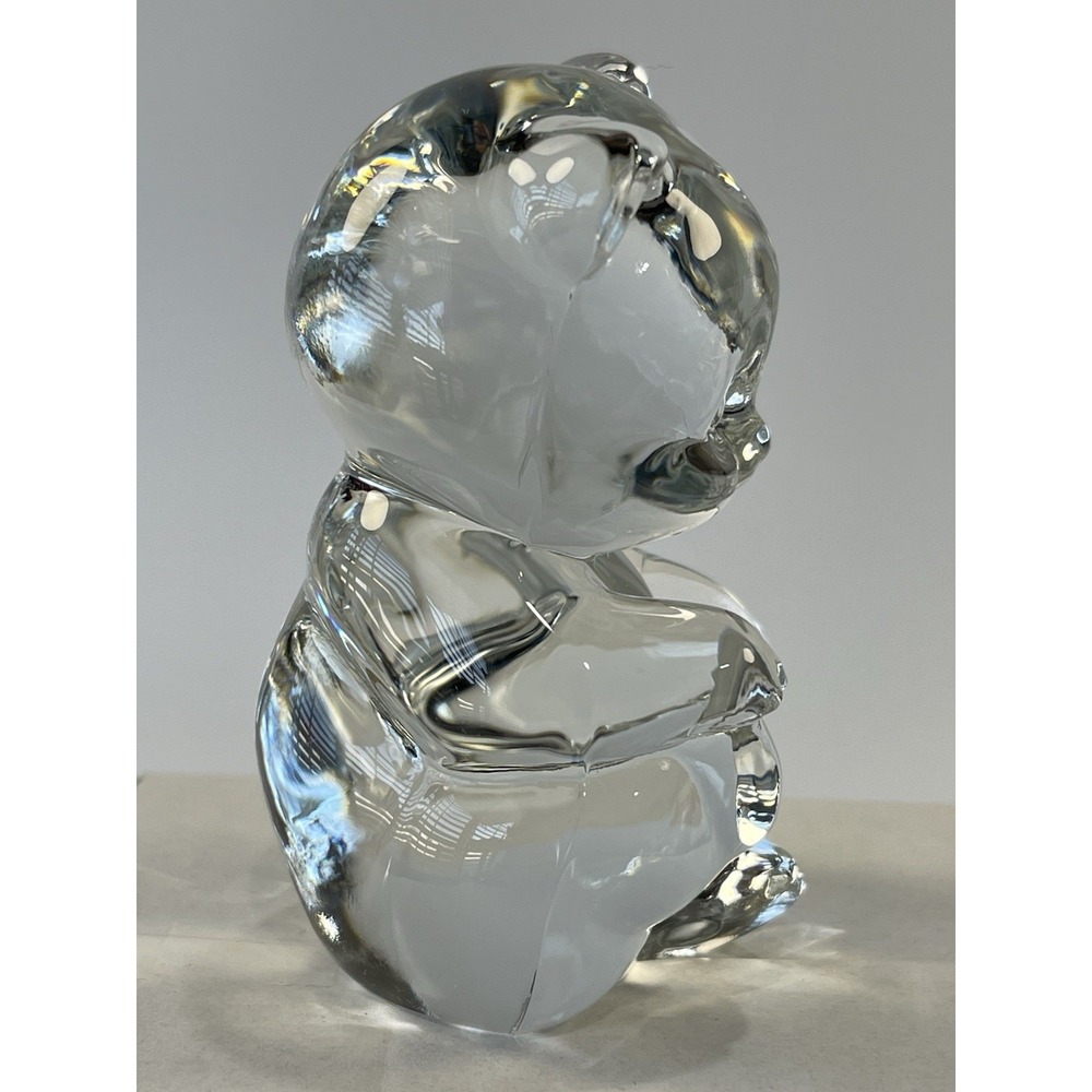Fenton Glass Teady Bear Crystal Clear Art Collectible Figurine 3.5" Paperweight - Picture 5 of 8